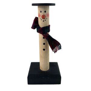 Vintage Handmade Wooden Painted Snowman Folk Art Country Christmas Decor 5.5"
